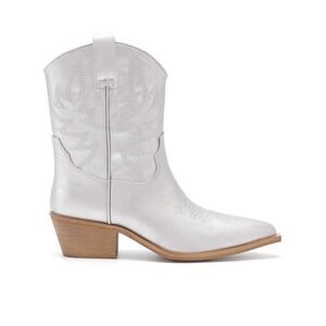 Mi.iM Silver Metallic Western Cowboy Boots Size 6 | Pointed Toe Festival Boots